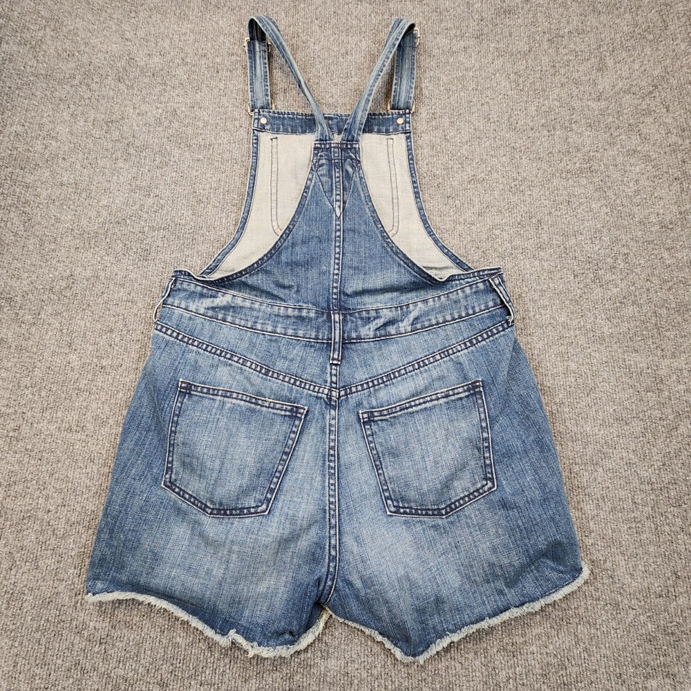 Madewell Adirondack Short Overalls Womens Medium Blue Medium Wash Raw Hem Denim - Picture 3 of 12